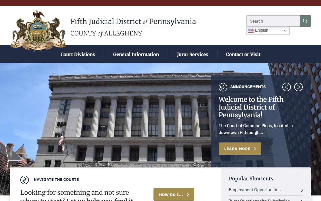 Pittsburgh Traffic Ticket Records - Allegheny County Courts Fifth Judicial District