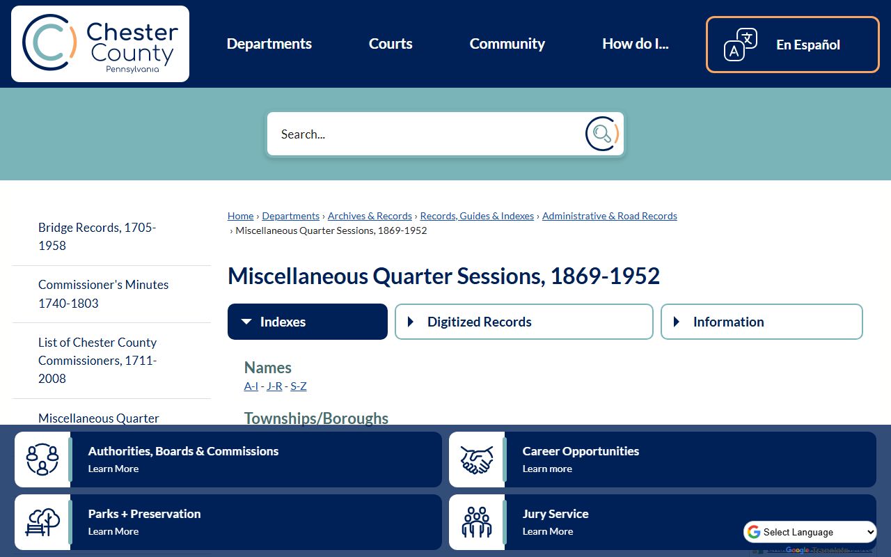 Chester County Traffic Ticket Records - Court of Common Pleas docket filings